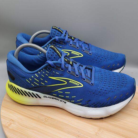 Brooks Shoes Men's Size 10.5D Blue/Volt Yellow Glycerin GTS 20 Running Flaws - Picture 4 of 13